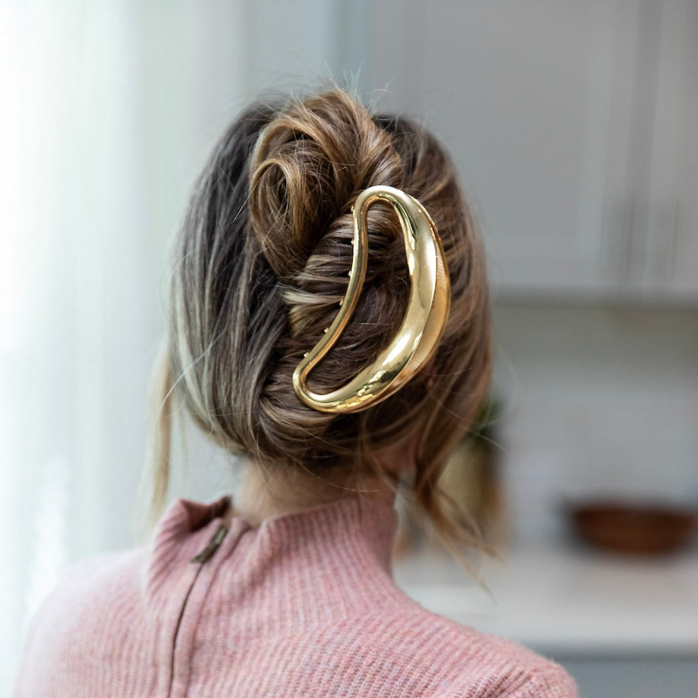 Large Crescent Metal Claw Clip - Gold