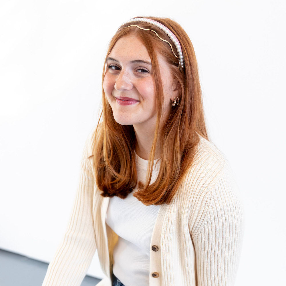 Headband Set - Pink + Pearl + Gold {{variant_option_1}} {{variant_option_2}}