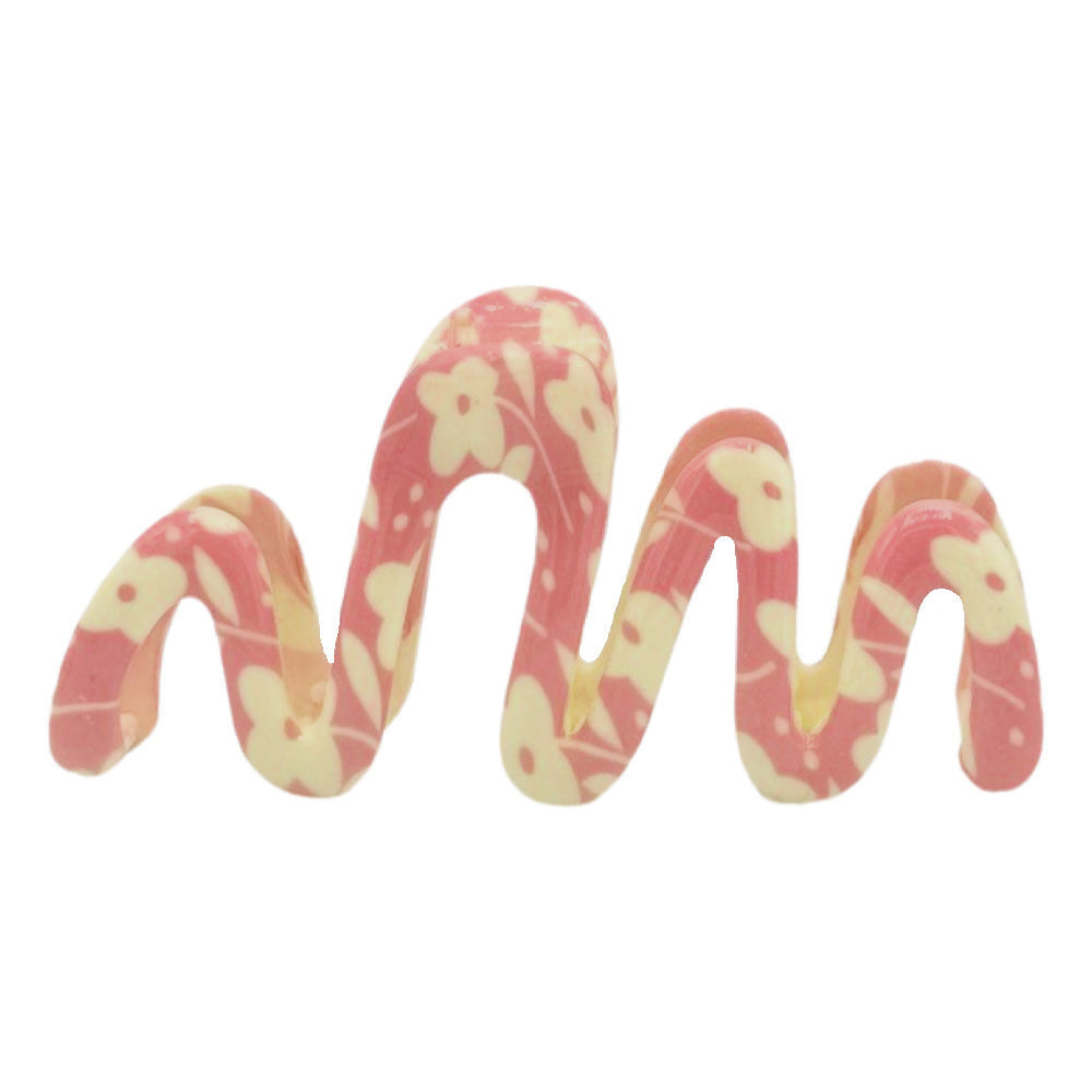 Large Wavy Claw Clip - Pink Squiggles {{variant_option_1}} {{variant_option_2}}