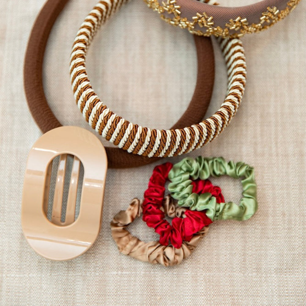 Large Oval Claw Clip Set – Golden Matte + Ivory Marble