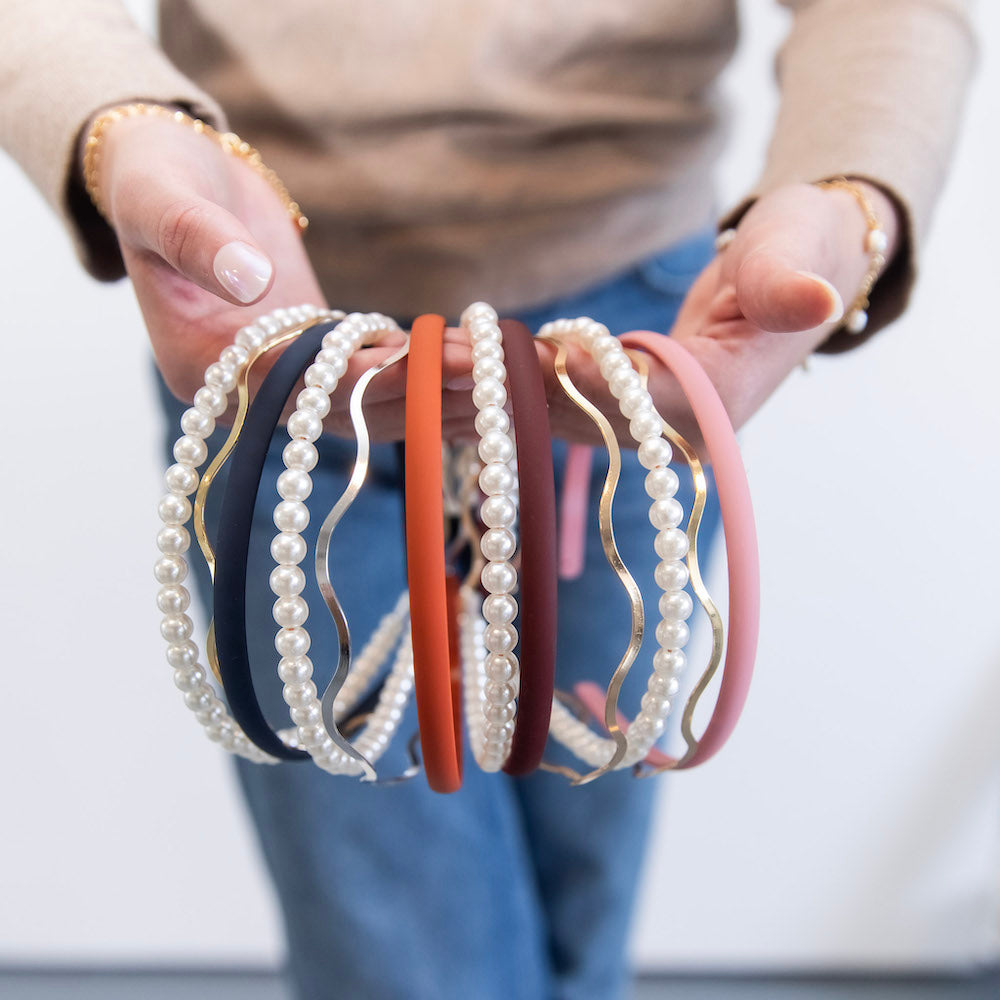 Headband Set - Pink + Pearl + Gold {{variant_option_1}} {{variant_option_2}}