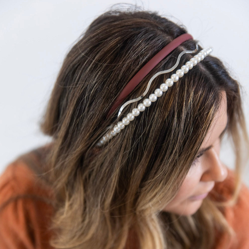 Headband Set - Red + Pearl + Gold {{variant_option_1}} {{variant_option_2}}