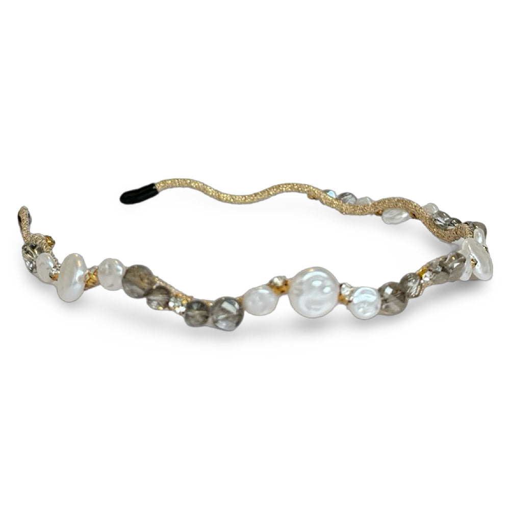 Wavy Oyster Pearl Headband - Grey {{variant_option_1}} {{variant_option_2}}