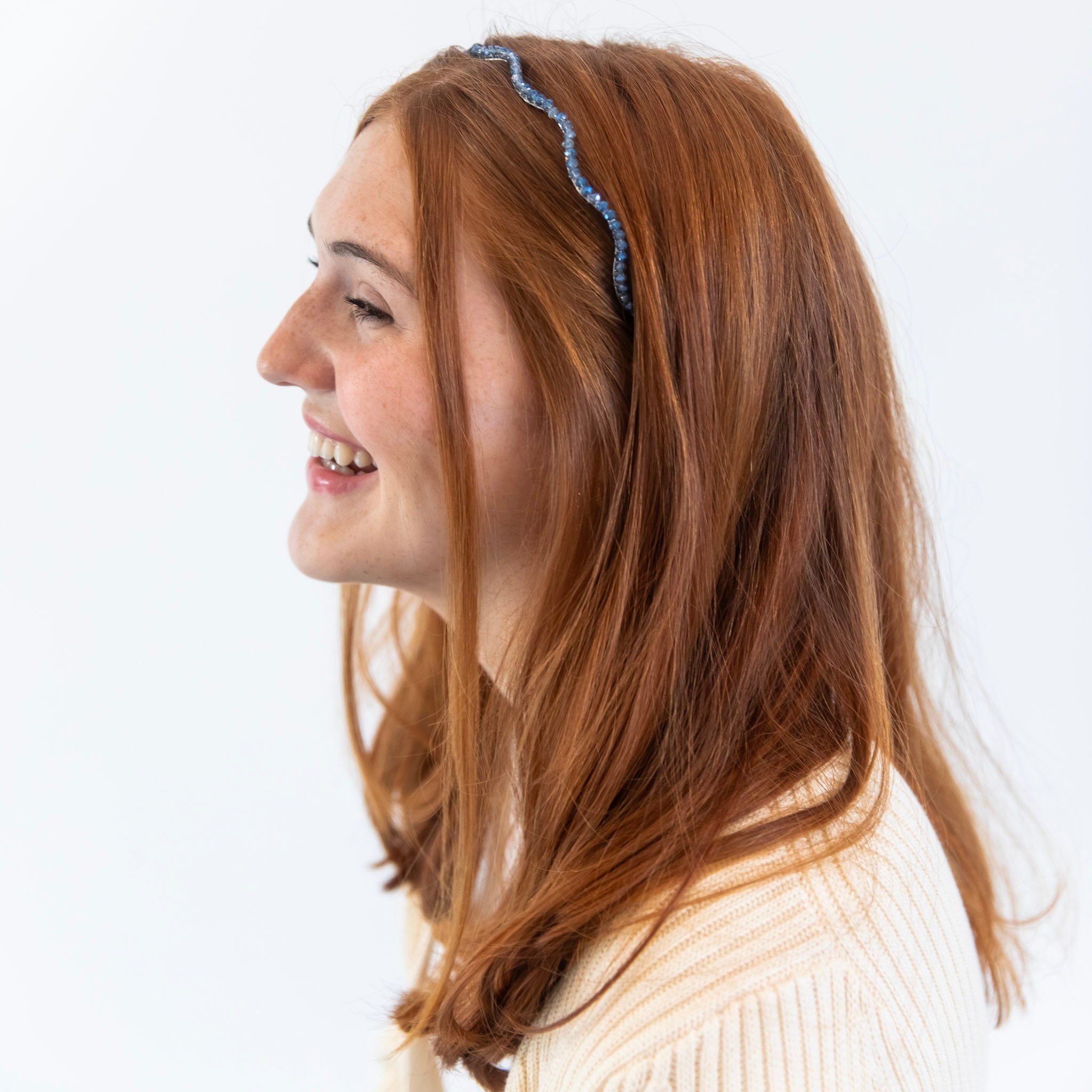 Wavy Beaded Headband - Ocean Blue {{variant_option_1}} {{variant_option_2}}