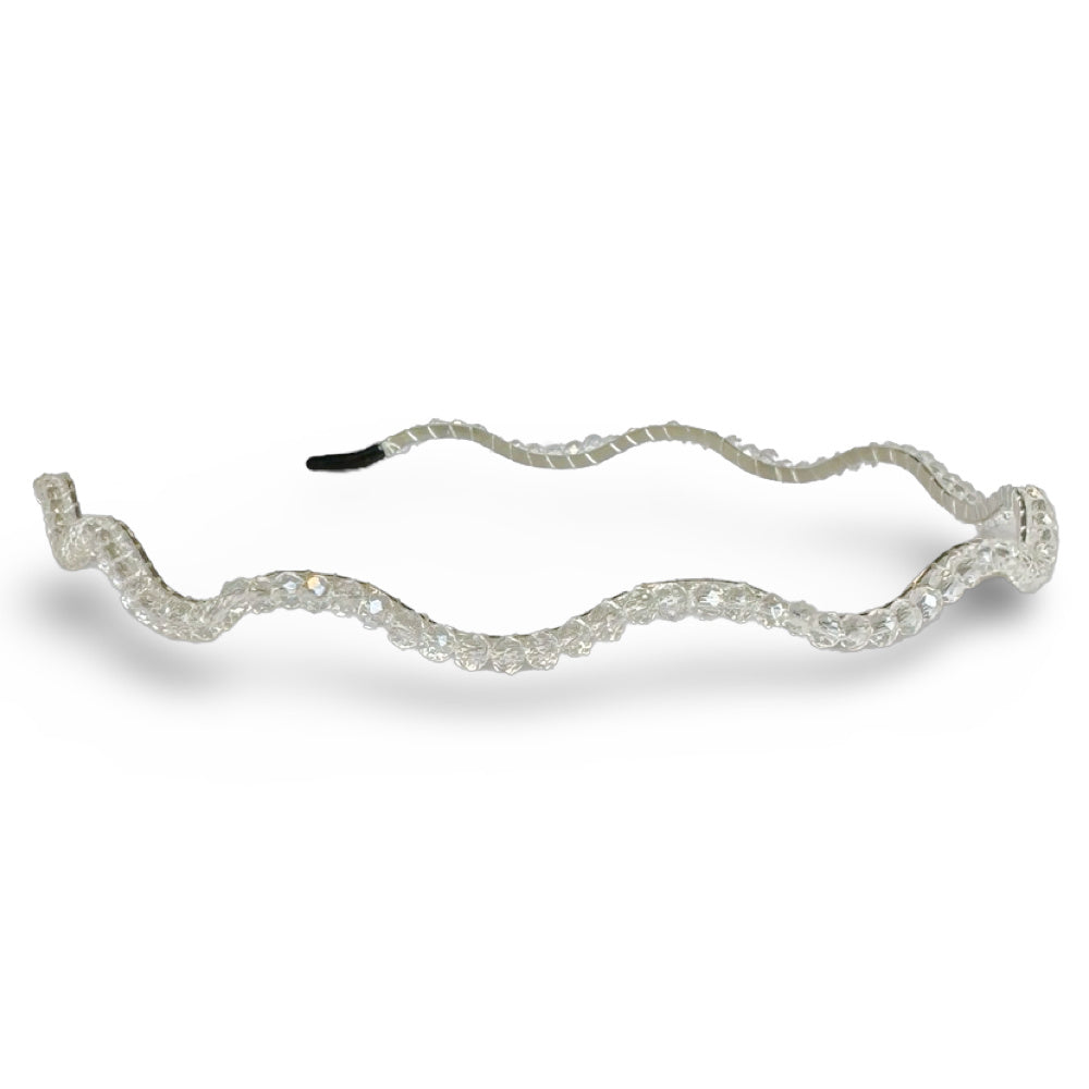 Wavy Beaded Headband - White {{variant_option_1}} {{variant_option_2}}