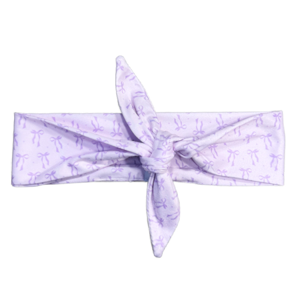 Luxe Bamboo Knotted Headband - Purple Bows