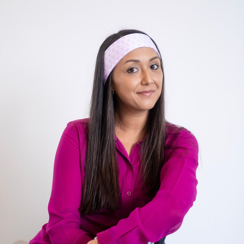 Luxe Bamboo Knotted Headband - Purple Bows