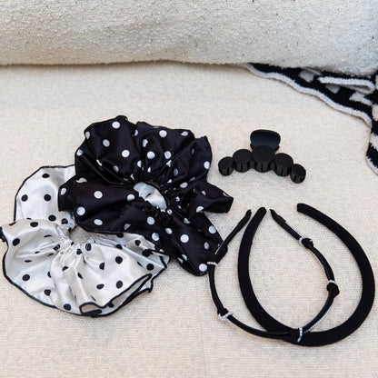 Oversized Satin Scrunchie Duo - Polka Dots