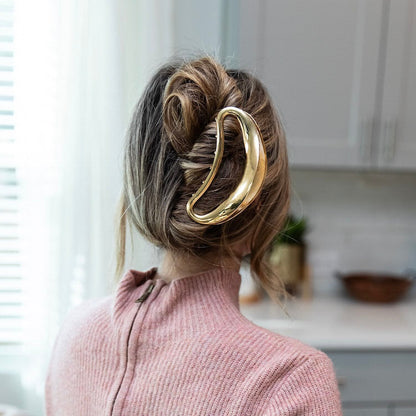 Large Crescent Metal Claw Clip - Gold