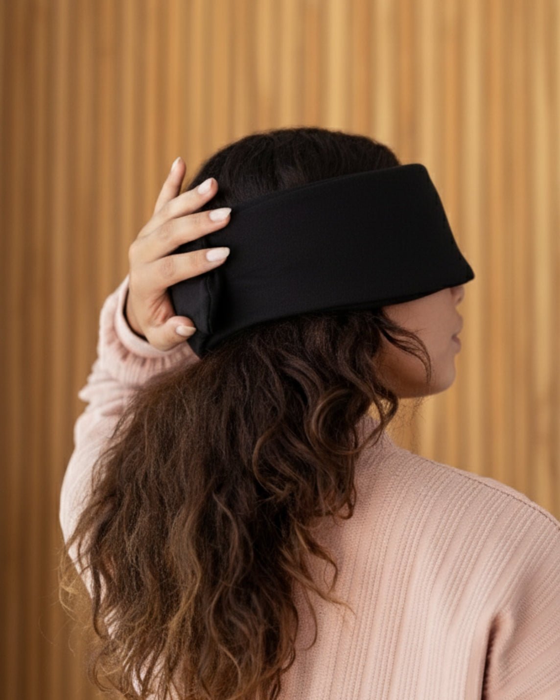 View from behind showing black silk mask closure [47849099002075]