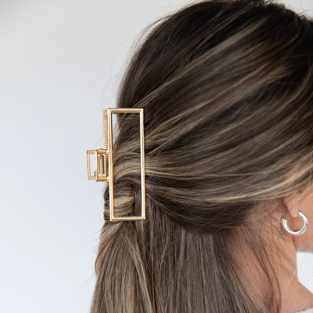 Medium Rectangle Claw Clip – Gold Metal