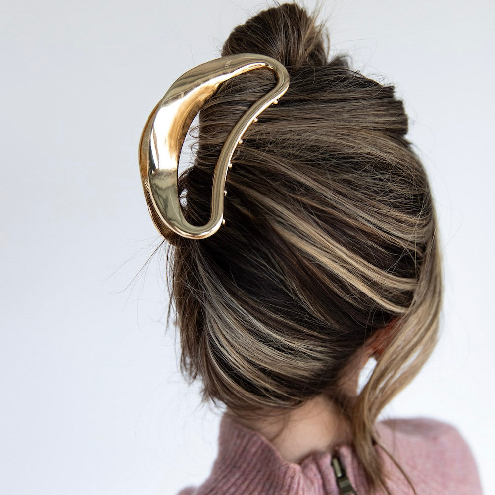 Large Crescent Metal Claw Clip - Gold