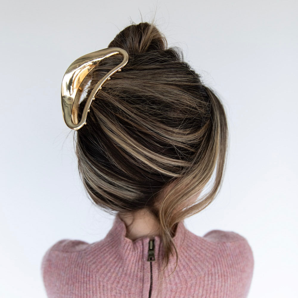 Large Crescent Metal Claw Clip - Gold