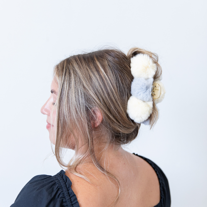 Claw Clip - Fuzzy Checkered Grey