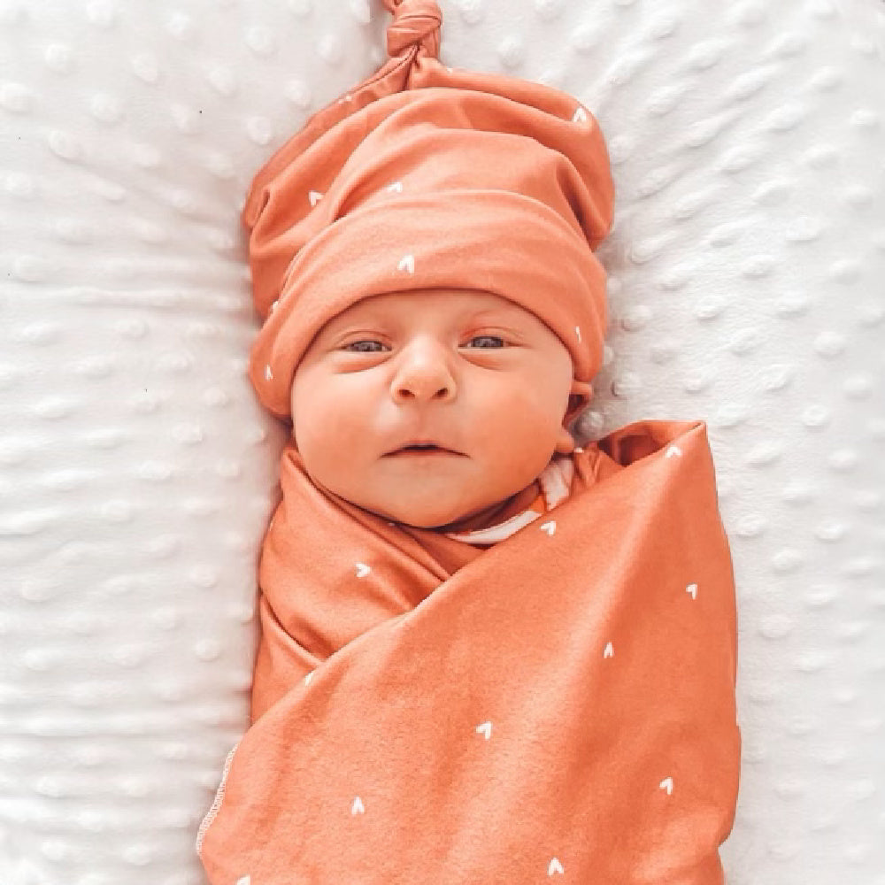 Baby Swaddle + Headband Set - Hearts