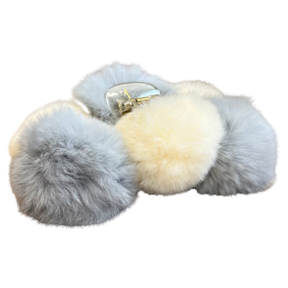 Claw Clip - Fuzzy Checkered Grey