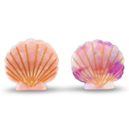 Mini Seashell Clip Set - Coral + Pink