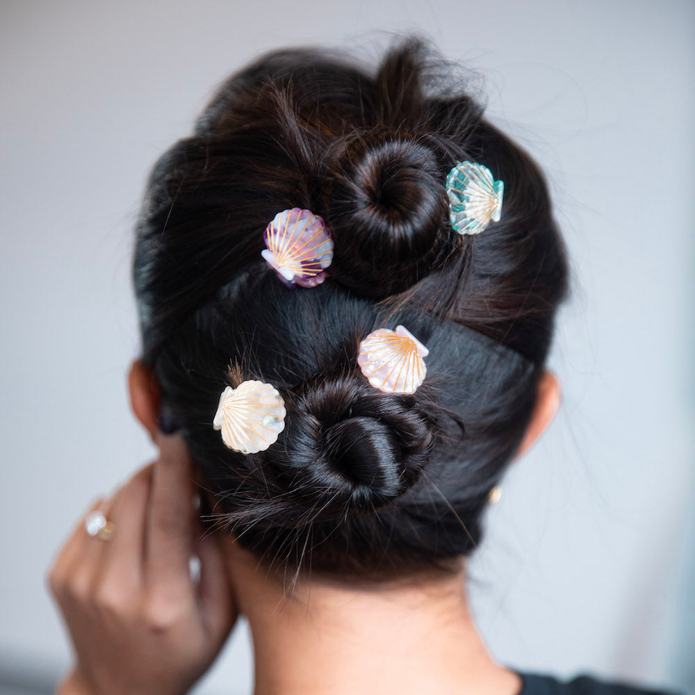 Mini Seashell Clip Set - Coral + Pink