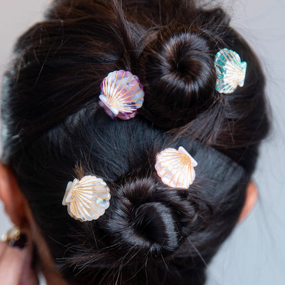 Mini Seashell Clip Set - Coral + Pink
