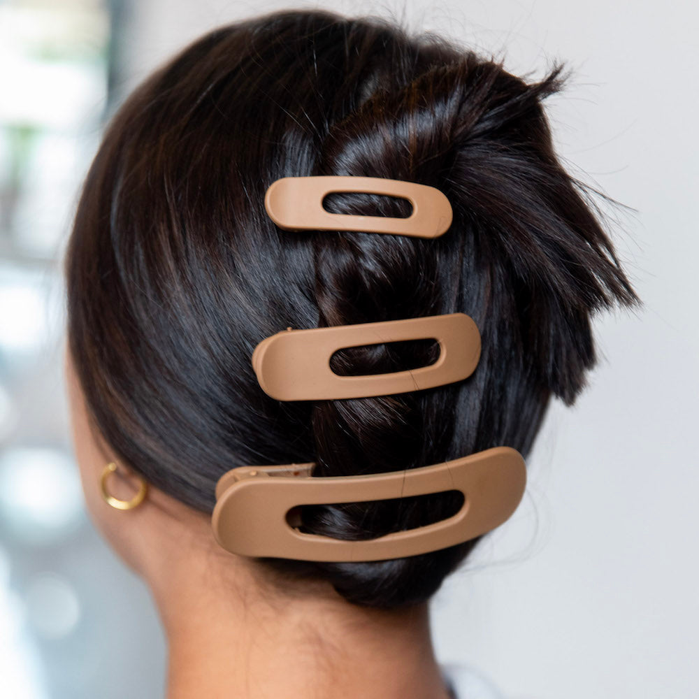 Mixed Size Flat Lay Clip Set - Camel