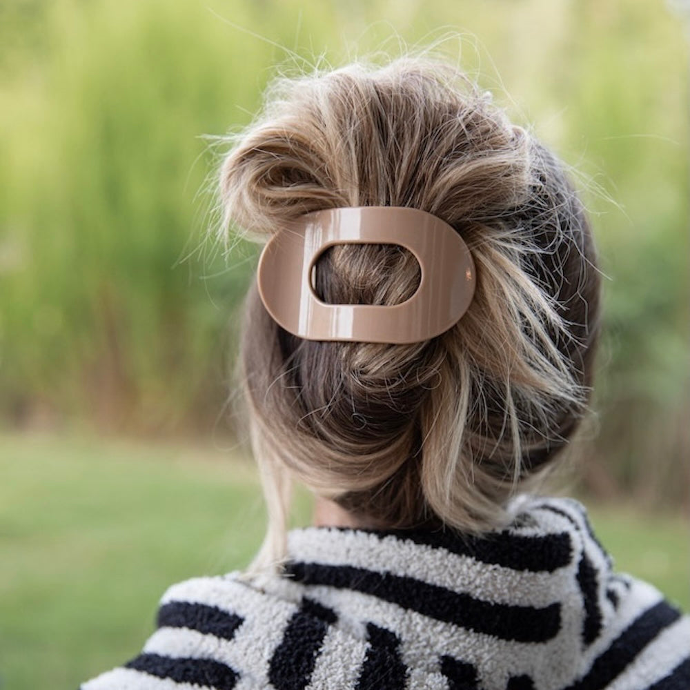 Large Oval Claw Clip Set – Golden Matte + Ivory Marble