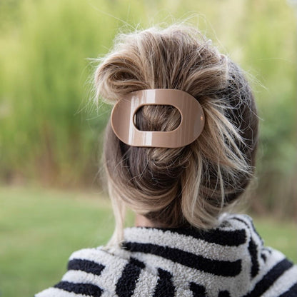 Large Oval Claw Clip Set – Golden Matte + Ivory Marble