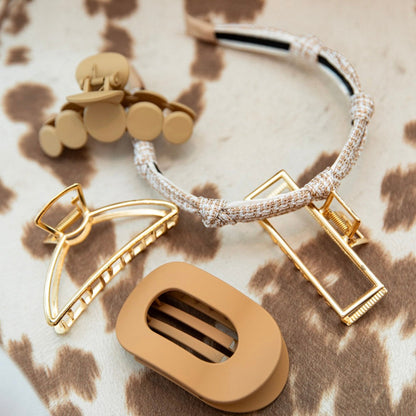 Medium Rectangle Claw Clip – Gold Metal