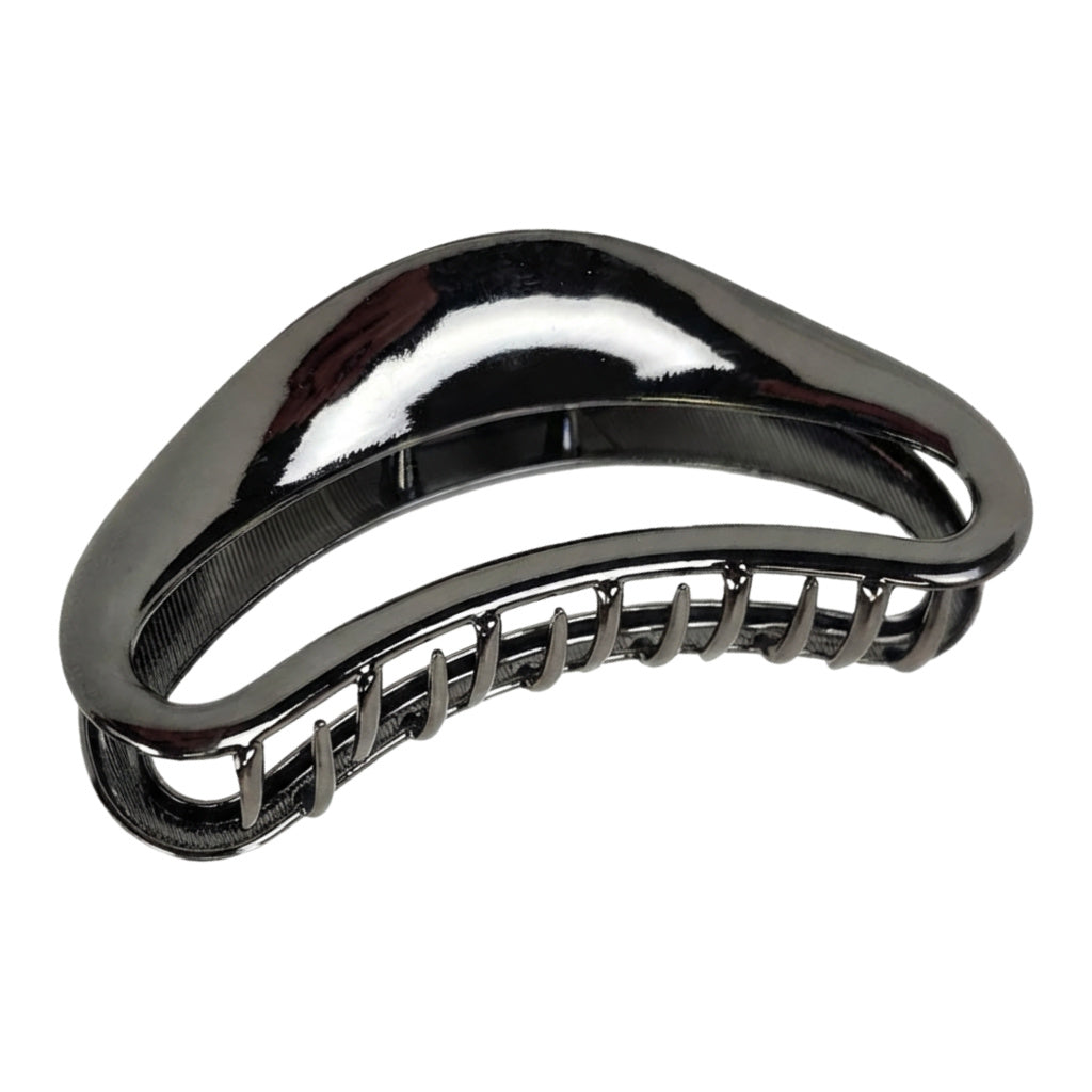 Large Crescent Metal Claw Clip - Black