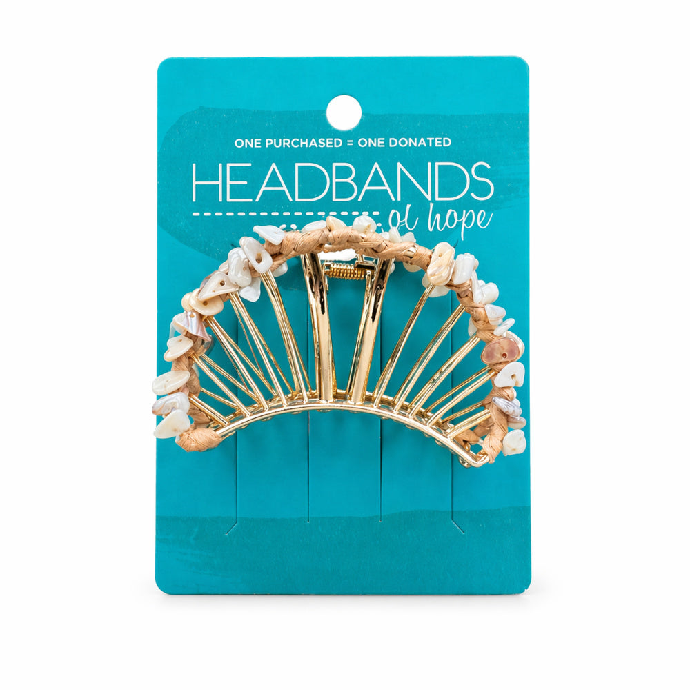 Raffia Seashell Hair Claw Clip - White