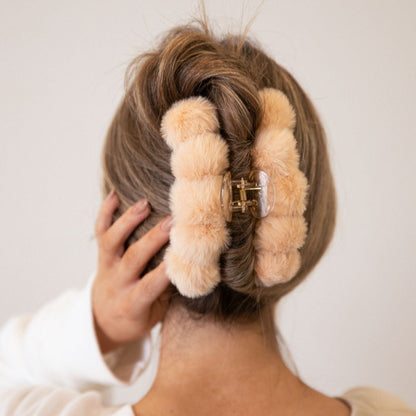 Fuzzy Claw Clip - Khaki