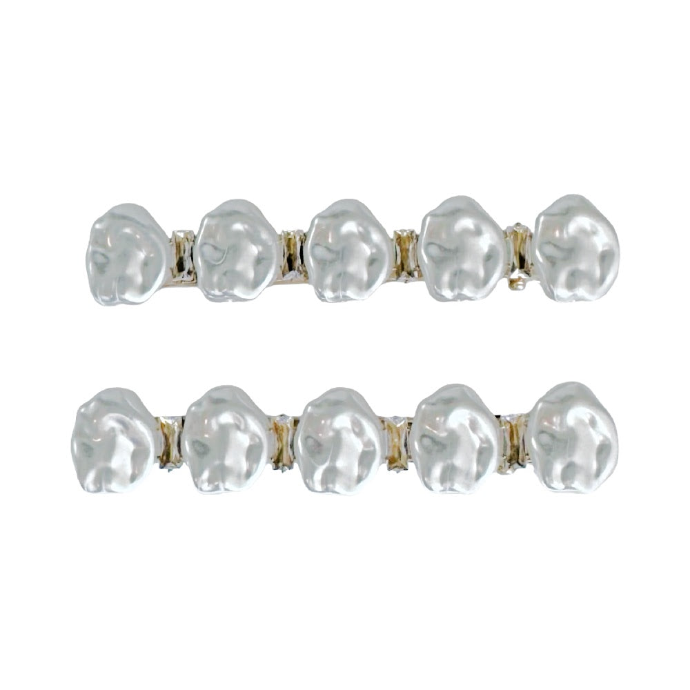 Barrette Hair Clip Set of 2 - Pearl White