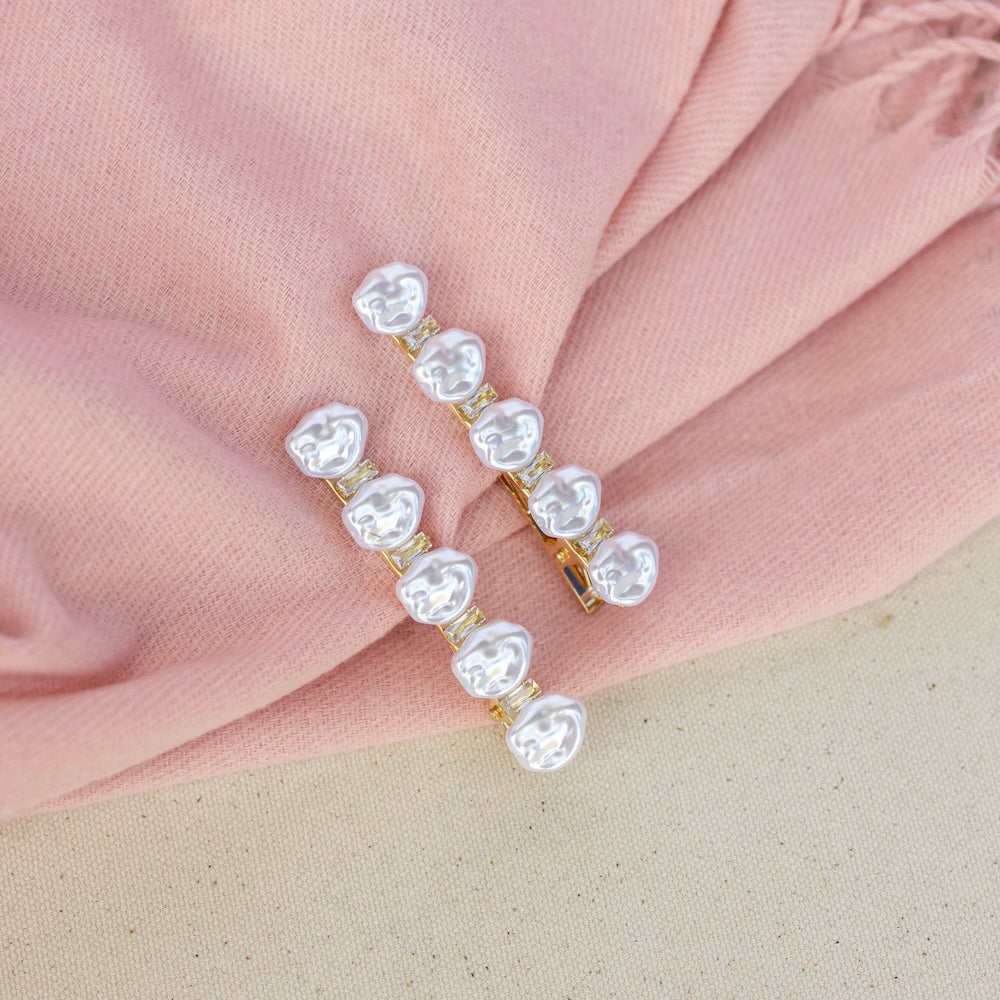 Barrette Hair Clip Set of 2 - Pearl White