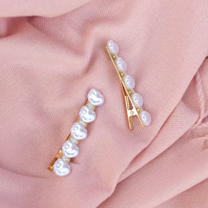 Barrette Hair Clip Set of 2 - Pearl White