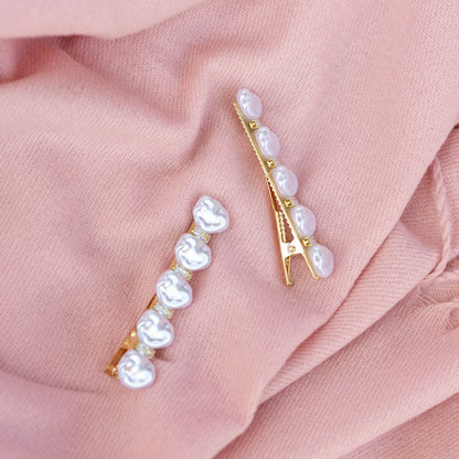 Barrette Hair Clip Set of 2 - Pearl White
