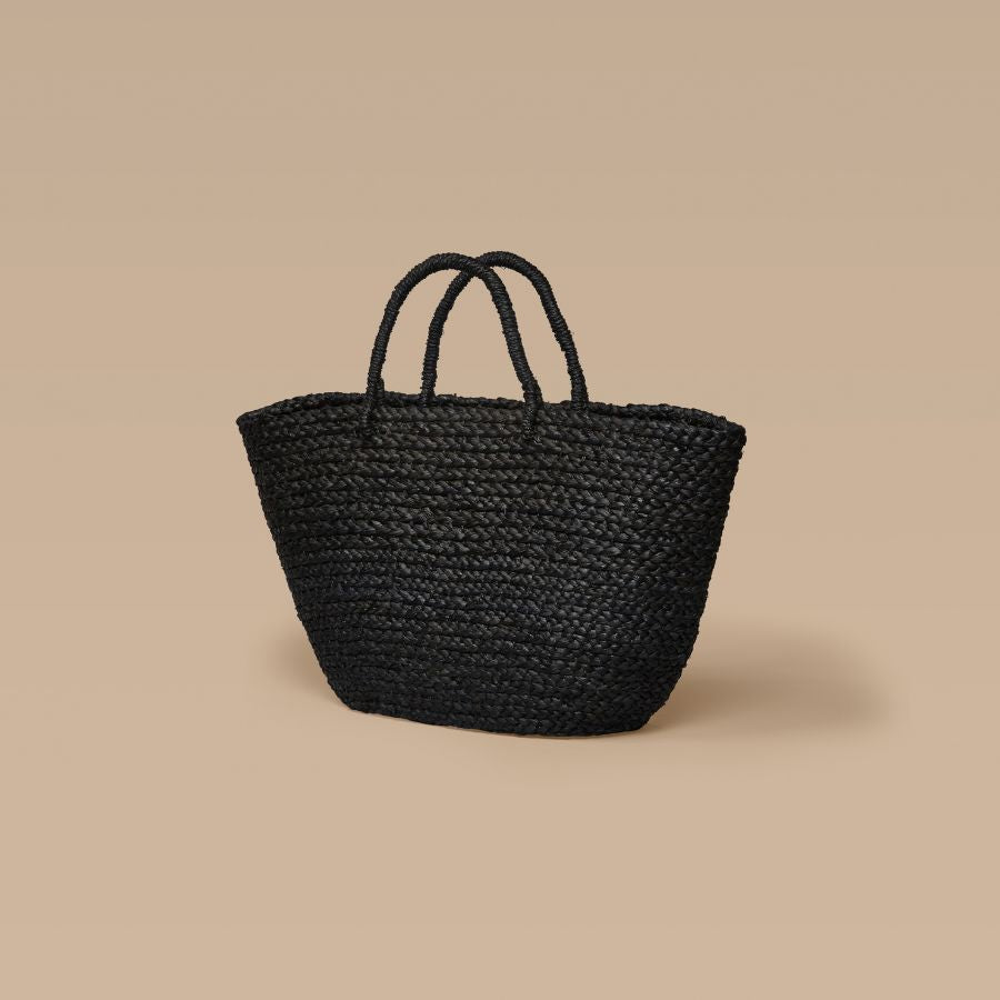 Braided Raffia Day Bag Black