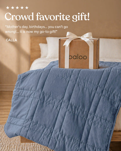 Baloo product with blue blanket on a bed, featuring positive customer feedback. 
[47867971928283, 47867972092123, 47867972190427, 47867972288731, 47868867838171, 47868894413019, 47868894445787, 47868894478555, 47868894511323, 47868895461595, 47868895494363, 47868895527131, 47880476557531, 47880476721371, 47880476819675, 47880476917979, 48114609914075, 48114590810331]