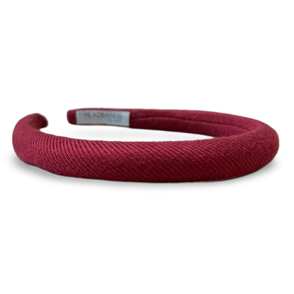 Padded Thin Velvet Headband - Crimson Red
