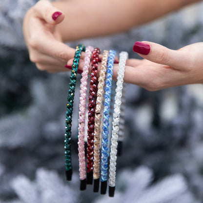 Thin Beaded Headband Set - Blue + Silver {{variant_option_1}} {{variant_option_2}}