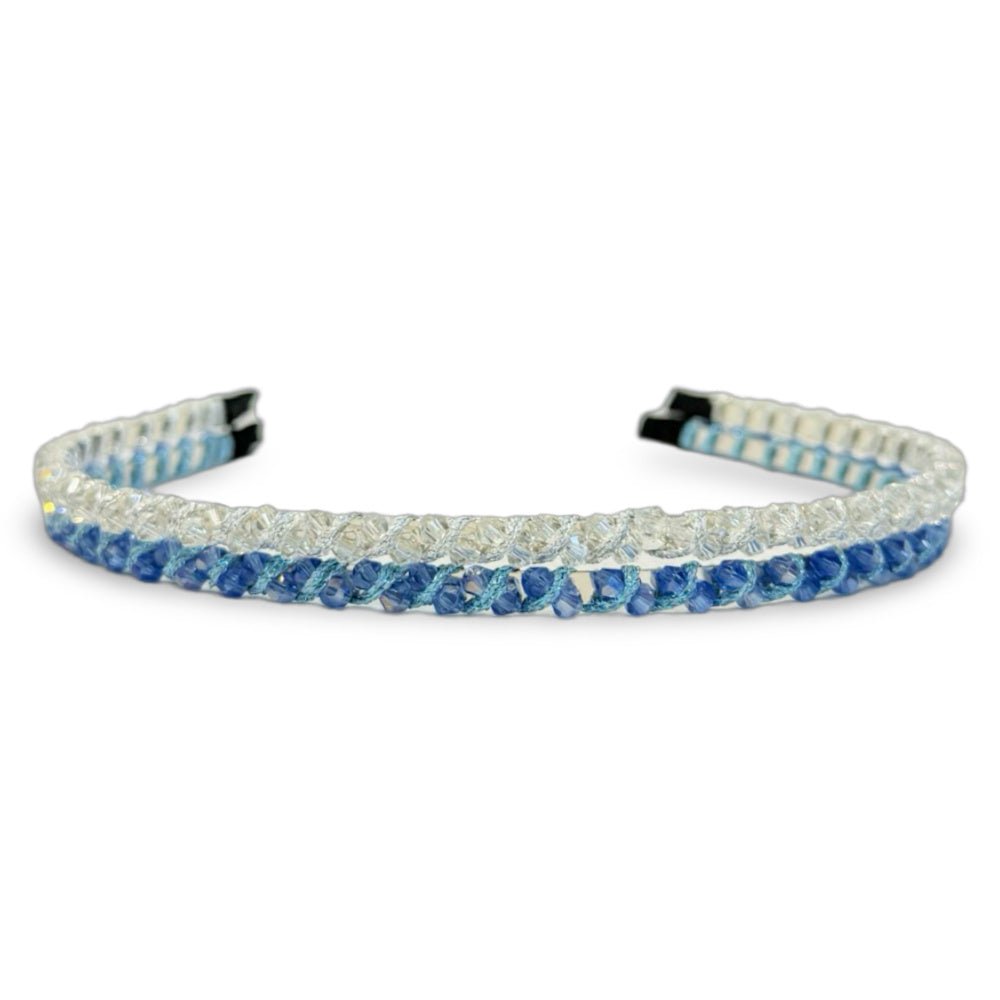 Thin Beaded Headband Set - Blue + Silver {{variant_option_1}} {{variant_option_2}}