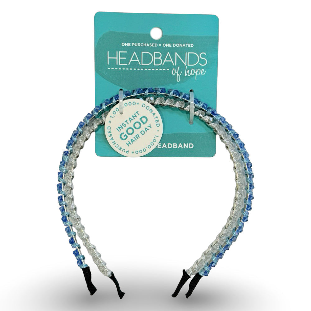 Thin Beaded Headband Set - Blue + Silver {{variant_option_1}} {{variant_option_2}}