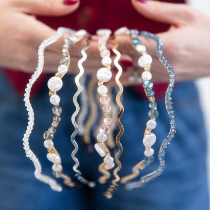 Wavy Oyster Pearl Headband - Pink {{variant_option_1}} {{variant_option_2}}