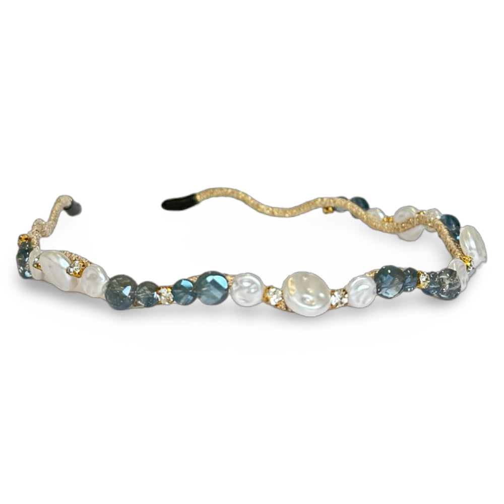 Wavy Oyster Pearl Headband - Ocean Blue {{variant_option_1}} {{variant_option_2}}