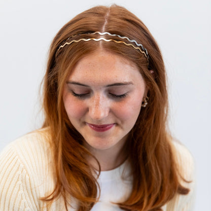 Wavy Metallic Headband Set - Gold + Silver {{variant_option_1}} {{variant_option_2}}