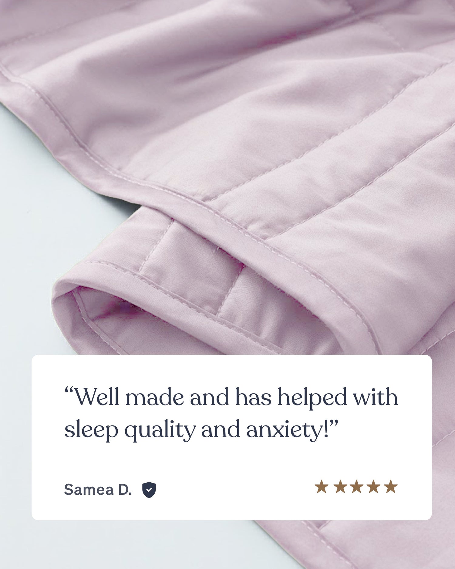 Folds of cotton fabric of a lavender weighted blanket [47867972059355, 47880476688603]