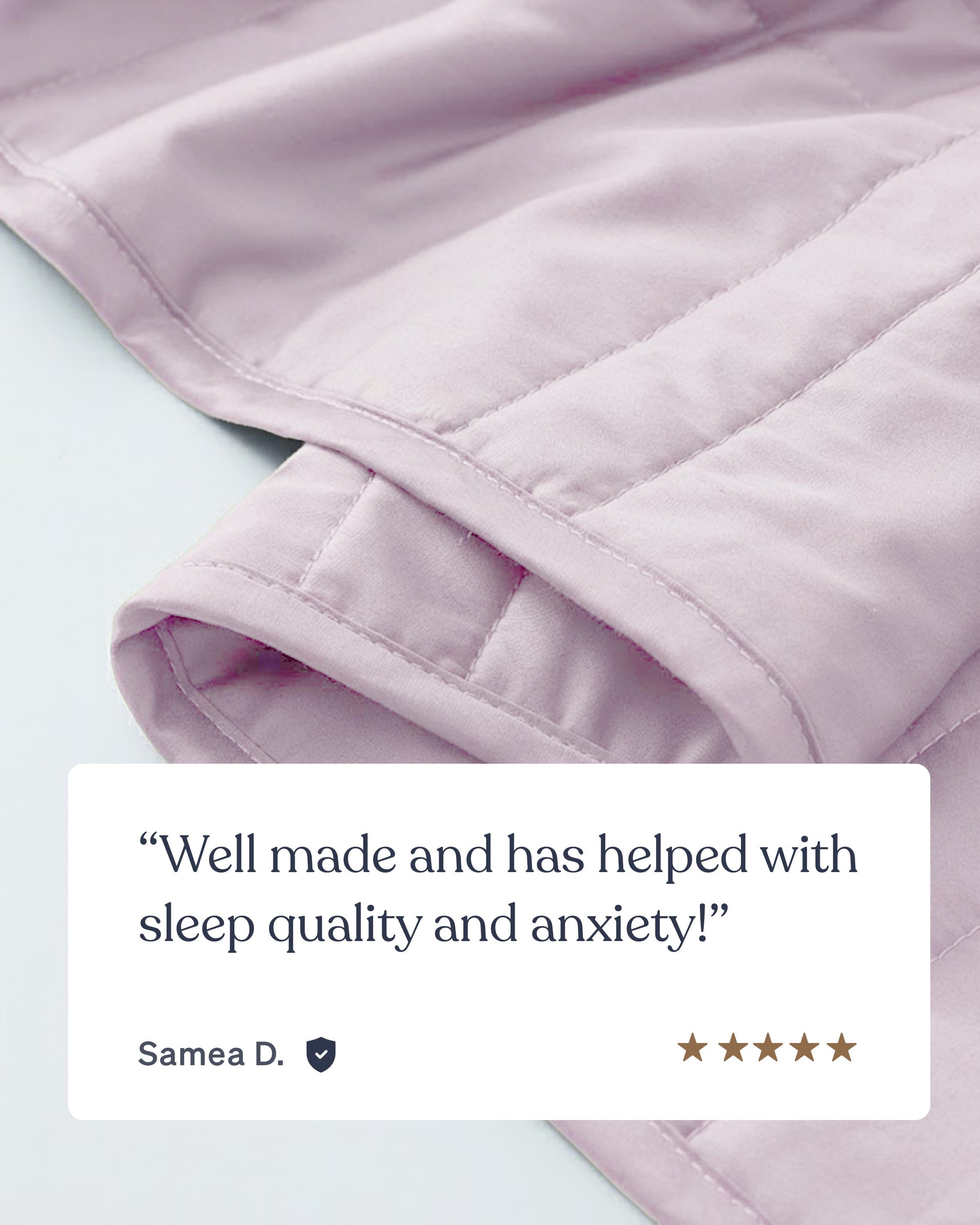 Folds of cotton fabric of a lavender weighted blanket [47867972059355, 47880476688603]