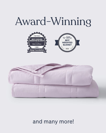 lavender weighted blanket folded on a white background [47867972059355, 47880476688603]