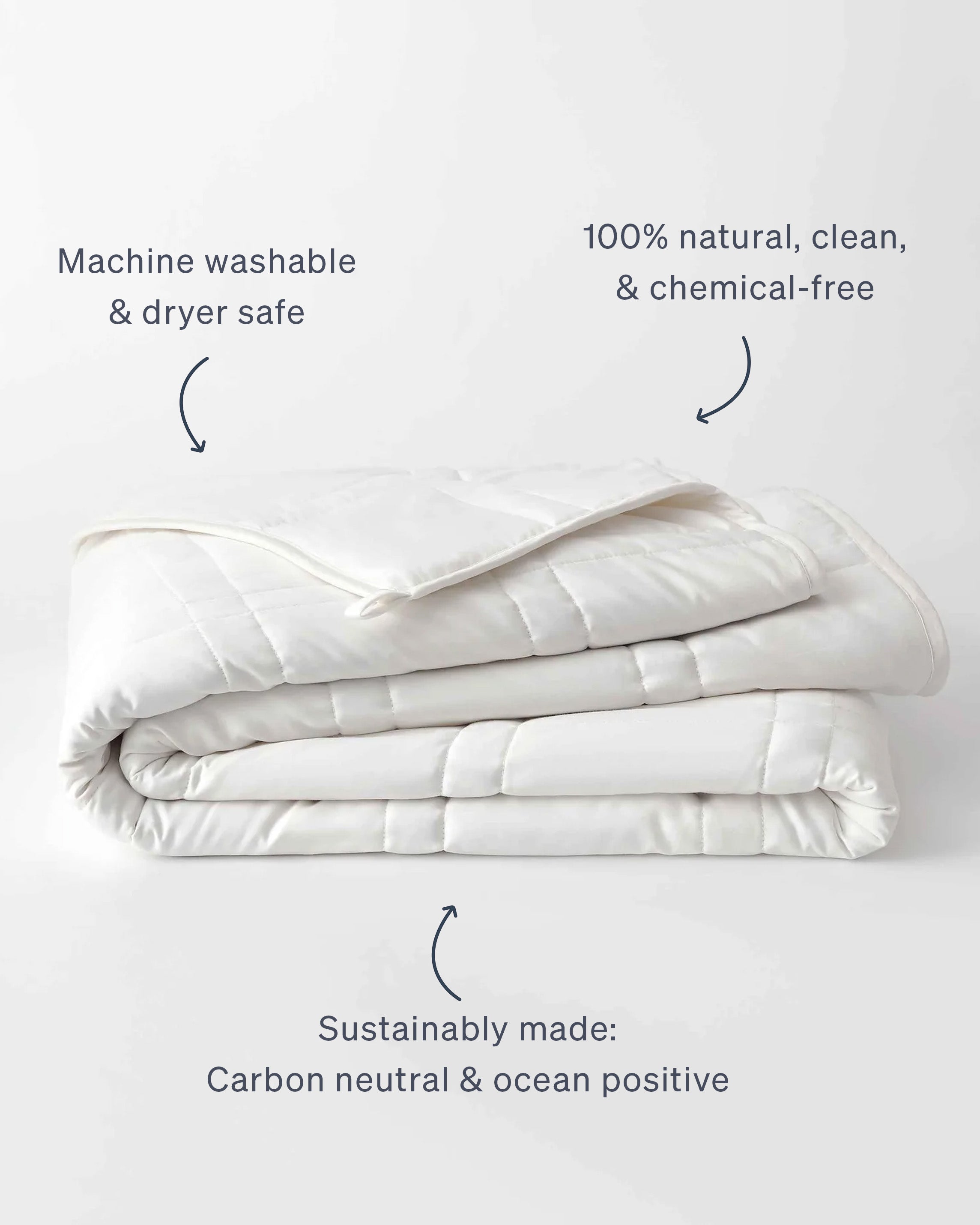 Folded white cotton weighted blanket [42934587621595, 42934587818203, 42934587850971]