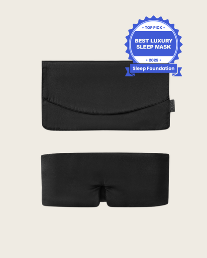 Black silk sleep mask and travel pouch [47849099002075]