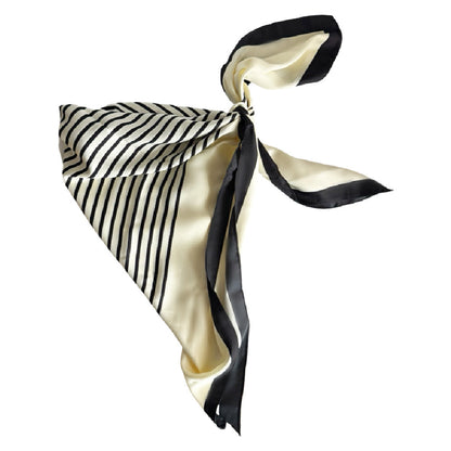 Satin Abstract Line Headscarf - Black + White