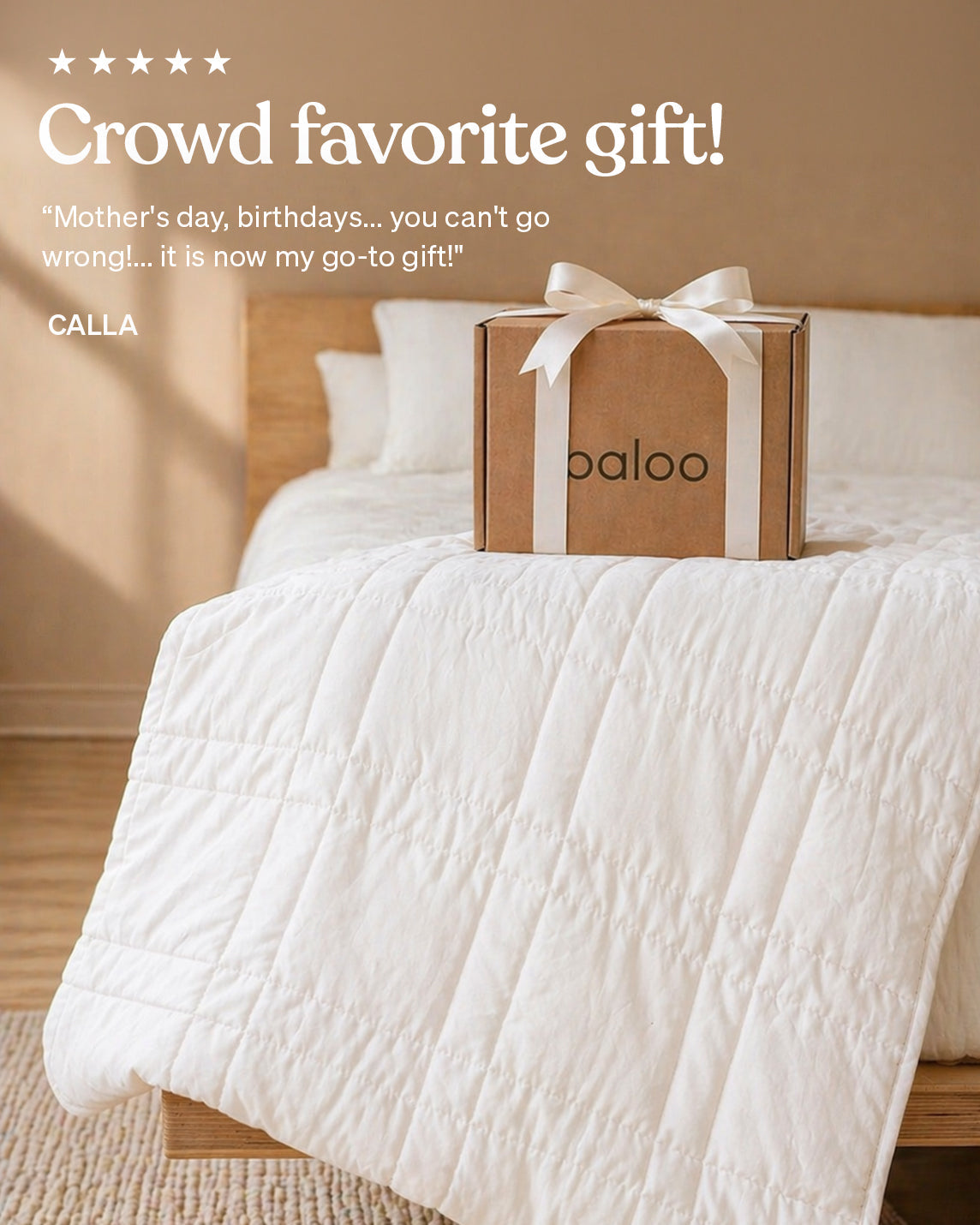 Baloo gift box on a bed with white bedding and a neutral-colored wall. 

[42934587621595, 42934587883739, 48114590777563, 48114638913755, 42934587621595,42934587818203, 42934587850971, 42934587883739,46063268298971, 46301204906203, 46063268331739, 46301204938971, 46063268364507, 46301204971739, 46063268397275, 46301204873435, 46063269150939, 46730786603227, 46730786635995,46730786668763, 46730786701531, 47868895068379, 47868895101147, 47868895133915]